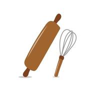 rolling pin and whisk icon on a white background vector