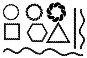set of ropes, shapes and lines that are made from rope on white background vector