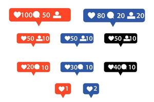 set of social notification icons with different colors and sizes on white background vector