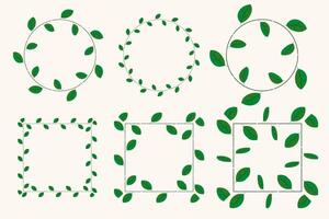 set of green leaves frames for logo or design vector