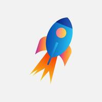 a colorful rocket ship icon on a white background vector
