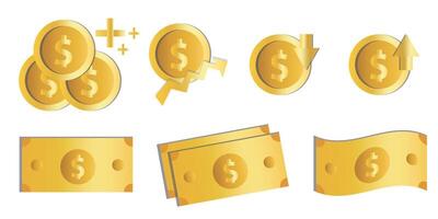 set money icon with various styles on white background. vector