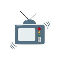 old television icon with a remote control and a signal on white background vector
