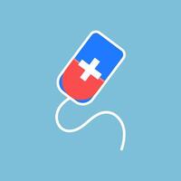 medical droplet icon with a cross on it,on blue background vector