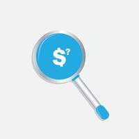 magnifying glass with dollar icon on white background vector