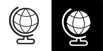 globe icon on black and white color for business vector