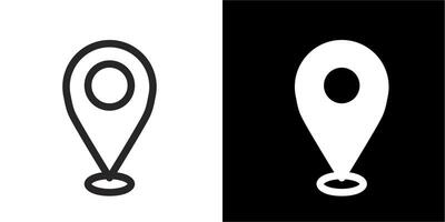 pin or map icon on white and black color for business vector