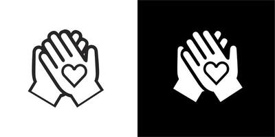 praying hands icon with heart illustration vector