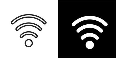 two different icons of wifi and wifi symbol on white and black color vector