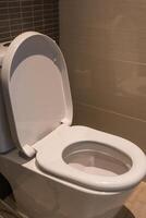 Modern toilet with lid open photo