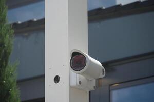 Security Camera Successfully Mounted on the Wall for Optimal Surveillance Purpose and Use photo