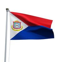 Sint Maarten flag on a pole waving isolated on white background photo