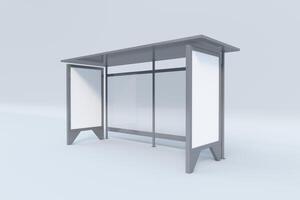 Modern Bus stop Mockup isolated on white background 09 photo