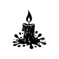 Simple Black Candle Design with Flame and Wax Drips for Artworks vector