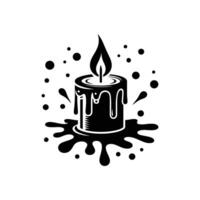 Black Candle Silhouette Art with Dripping Wax Splash for Unique Designs vector