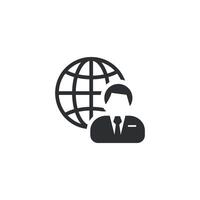 illustration flat design global business symbol of people and globe. vector