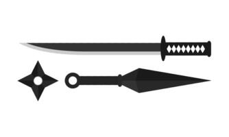 Ninja Weapon Set - Kunai and Shuriken vector