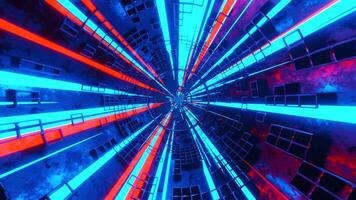 Abstract neon light tunnel visual effect motion background. video
