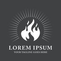 A logo with a minimalist design featuring the Fire Element in the center, surrounded by lines of light. vector