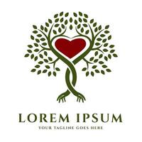 Tree with Heart Symbol in the Middle is suitable for Eco-Friendly Business, Humanitarian Organization, or Company that focuses on Nature Conservation and Life Balance. vector