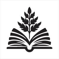 An open book with a plant on it vector