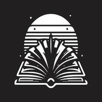 An open book with a sun in the background vector