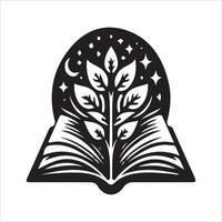 An open book with a tree inside of it vector