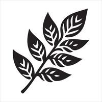 A black and white silhouette of a leaf vector