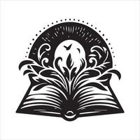 An open book with a bird flying out of it vector