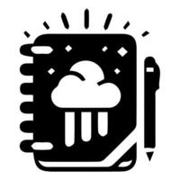 A notebook with a pen and cloud icon vector