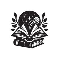 An open book with a star on it and a moon vector