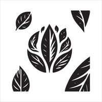 A black and white image of leaves vector