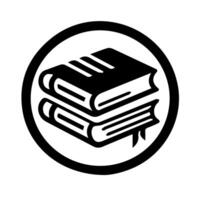 A black and white icon of a stack of books vector