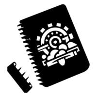 A notebook with a pencil and a pencil sharpener vector