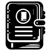 A black and white illustration of a book with a page open vector