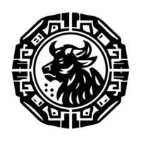 The bull is in the center of the circle vector