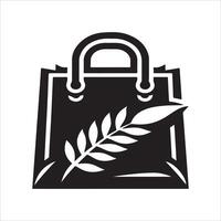 A black and white bag with a wheat stalk inside vector