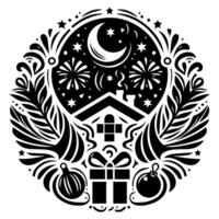 Christmas tree with stars and moon vector