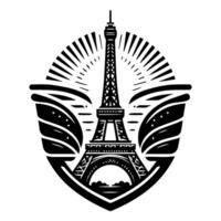 The eiffel tower logo with wings vector
