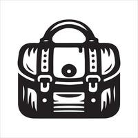 A black and white illustration of a briefcase vector