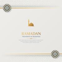 Ramadan Kareem ornamental social media post template with Arabic border and pattern vector