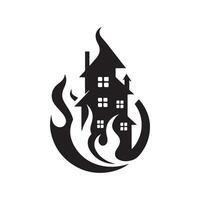 Fire and smoke house icon illustration vector