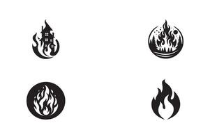 Fire and flame icon set illustration vector