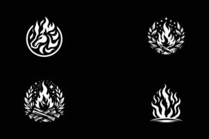 Four different designs of fire on a black background vector