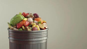 Garbage can food waste from home pollution environmental issue photo