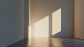 White blank wall in empty room with shadow light from window photo