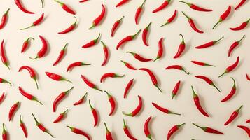 Red chilli vegetable organic farm seamless pattern in space on dark white background photo