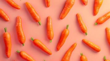 Carrot vegetable pattern seamless organic botanical farming on pink background photo