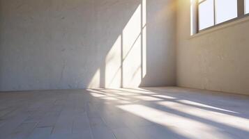 White blank wall in empty room with shadow light from window photo
