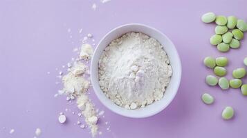 Bean flour vegetable on ceramic bowl gluten free for cooking or baking photo